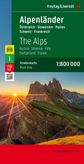 Automapa Alpskských krajín 1: 800 000(Rakúsko, Švajčiarsko, Francúzsko, Taliansko, Slovinsko)